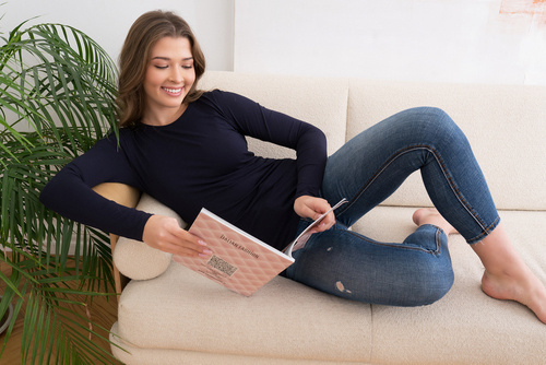 Ibiza Blouse Ladies mânecă lungă Italian Fashion - albastru marin