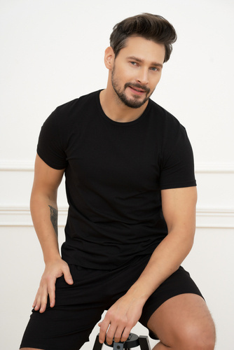 Ikar Tricou cu mânecă scurtă pentru bărbați Italian Fashion - negru 