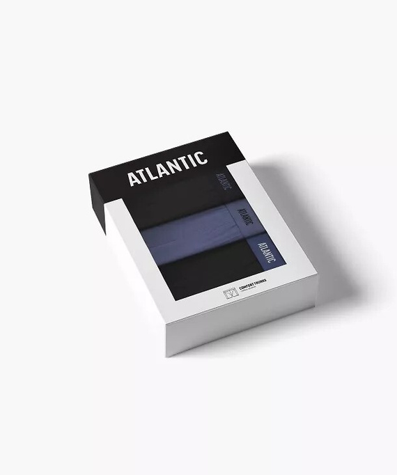 Boxeri bărbați Atlantic 3MH-0177 A3 set 3 bucăți negru-denim, bumbac, picior lung