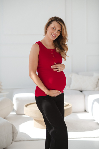 Top sarcină și alăptare Tummy Milk&Love bumbac rib elastic red