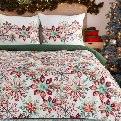 Lenjerie de pat de Crăciun Elsa Eurofirany bej, 100% bumbac, cu fermoar