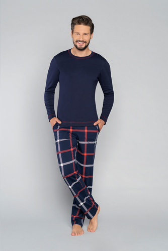 Horton Pijama cu mânecă lungă pentru bărbați, pantaloni lungi Italian Fashion - albastru navy/print