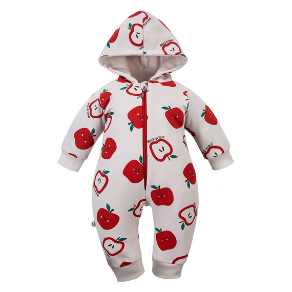 Salopetă bebeluș Eevi ecru 100% bumbac fără botoșei confort