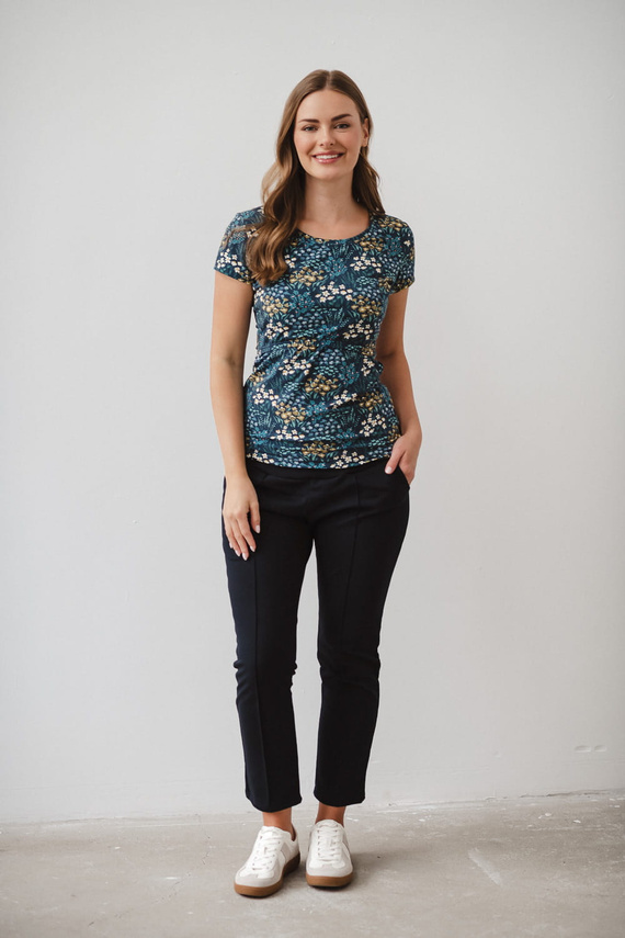 Cămașă Milk Bluză pentru alăptare și maternitate cu mâneci scurte Milk&Love meadow pe bleumarin