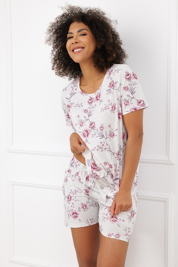Pijamale damă Beauty Italian Fashion 100% bumbac, scurte, cu buzunare