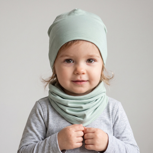 229125 Nicol Fular pentru copii 100% Merino verde