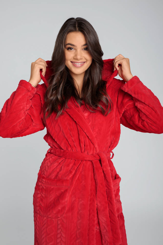 Halat din fleece pentru femei Zala Italian Fashion - roșu 