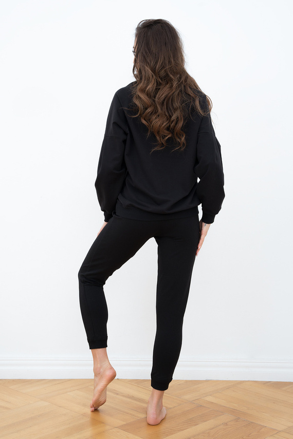 Parma Ladies set cu mânecă lungă, pantaloni Italian Fashion - negru