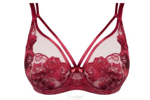 Sutien soft Unikat Marissa bordo dantelă cu bretele decorative