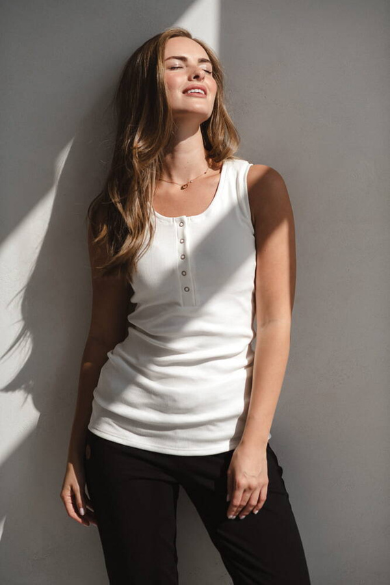 Top de maternitate cu bretele cu bretele, crem