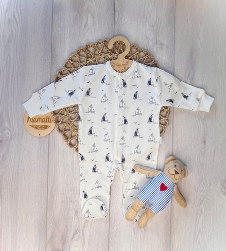Salopetă bebe Mamatti PA16040 Nave – salopetă din bumbac pentru nou-născut