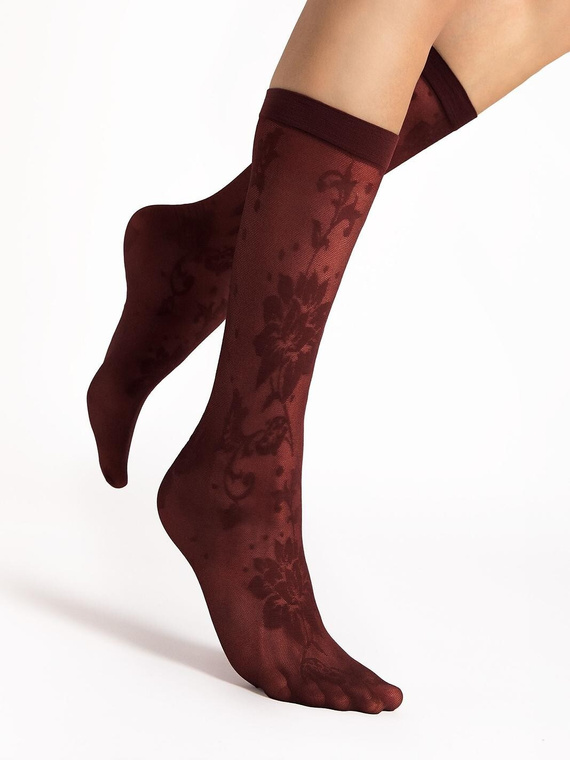 Fiore G1204 Shari Șosete damă 20 DEN cu model floral Oxblood