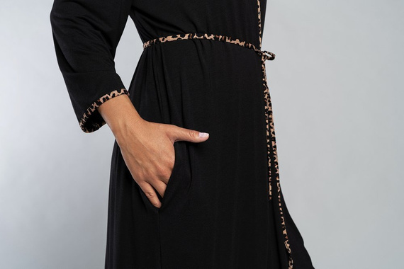 Halat de baie Eila Italian Fashion cu mânecă 3/4 - imprimeu leopard