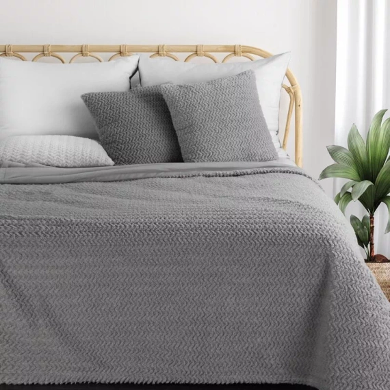 Pătură Laris, cuvertură de pat din microfibră, Europerdele, argintiu