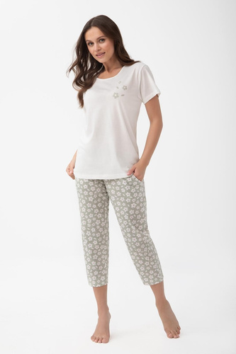 1301 Luna Pijama damă bumbac 3/4 florală confortabilă 100% bumbac