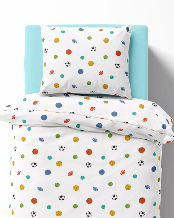 5442 A Sportowy Sen Lenjerie de pat bumbac pentru copii Detexpol alb