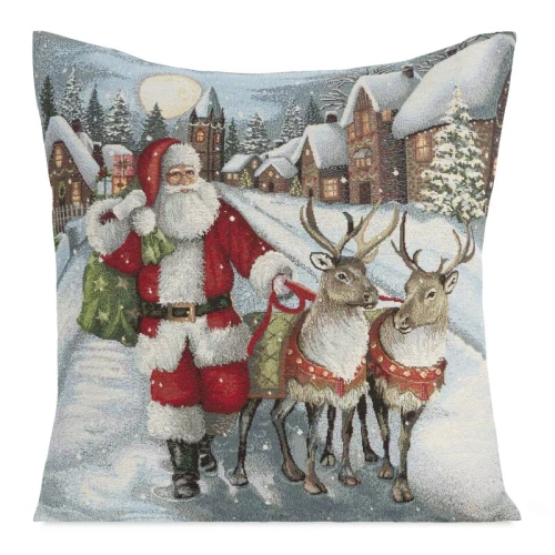 Chp 6130 Tapiserie Fata de perna de Craciun Mos Craciun Reni Europerdele gri