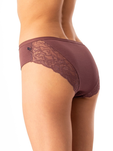 Slip dama din bumbac Key LPC 590 bej maro - set 2 piese in cutie, croiala confortabila