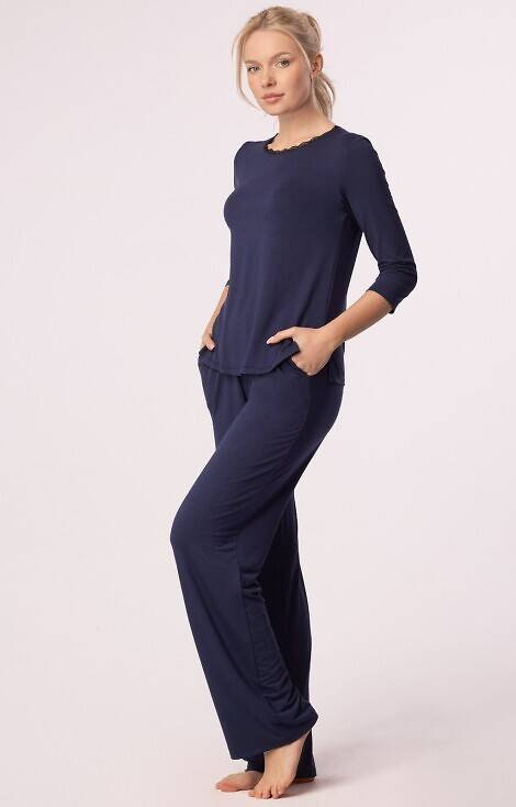Pantaloni de pijama Margot Mix&Match Nipplex - bleumarin