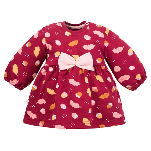 Rochie pentru bebelusi Fluffy Tails Eevi – visiniu, bumbac, maneca lunga