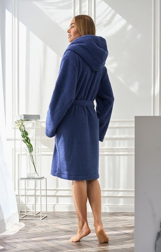 Halat de baie cu glugă pentru femei 2555 Heaven L&amp;L, bleumarin - Confort și stil