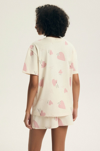 Pijama damă Elain 44498 Henderson – 100% bumbac, șorturi, inimioare