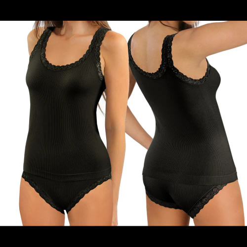 Maieu damă Sesto Senso 6109 dantelă fără cusături elastic confort black