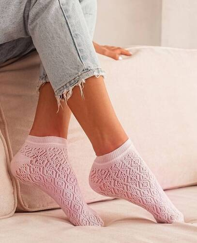 1504-002 Picioare ajurate femei Milena - roz pudrat