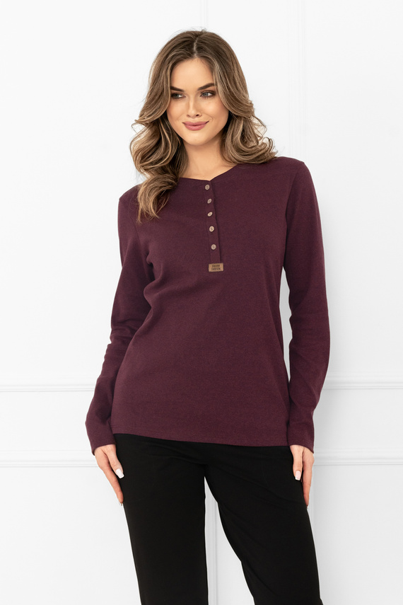 Bluză de damă Gordo Italian Fashion, culoare vișinie – Clasică, bumbac, mânecă lungă