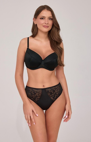 Sutien push-up 2211 Ava negru cu microfibră și dantelă