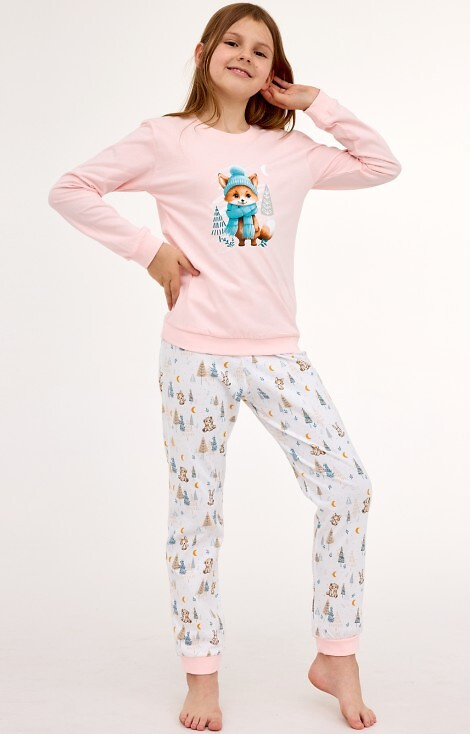 594/192 592/192 Fox Cornette pijamale fete din bumbac, model vulpe, maneci lungi