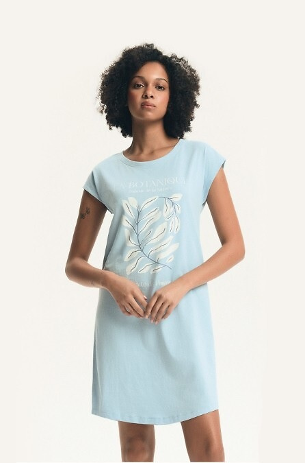 Rochie de noapte dama 45183 Estes, 100% bumbac, maneca scurta, decolte rotund, croi larg