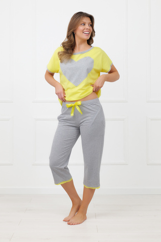 Pijama Sabrina Italian Fashion 100% bumbac – mânecă scurtă, pantaloni 3/4