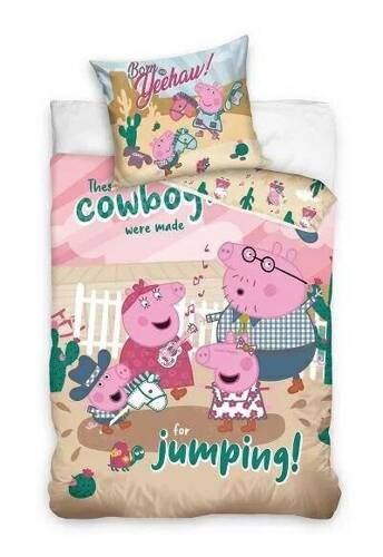 Lenjerie de pat din bumbac roz Peppa Pig Carbotex