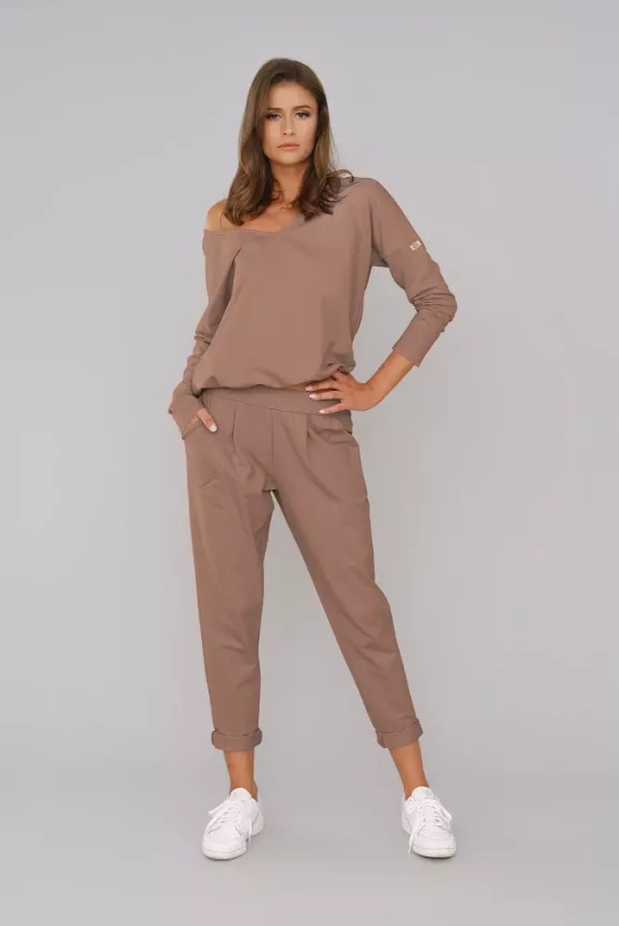 Karina Ladies set cu mânecă lungă, pantaloni Italian Fashion - caramel 