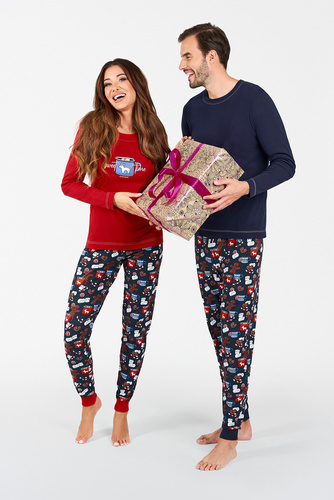 Makala Pijama cu mânecă lungă și pantaloni lungi de damă Italian Fashion - roșu/print