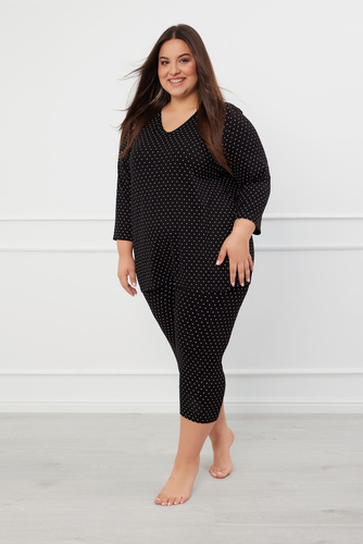 Pijama 3/4 pentru femei Puntini Italian Fashion - negru 