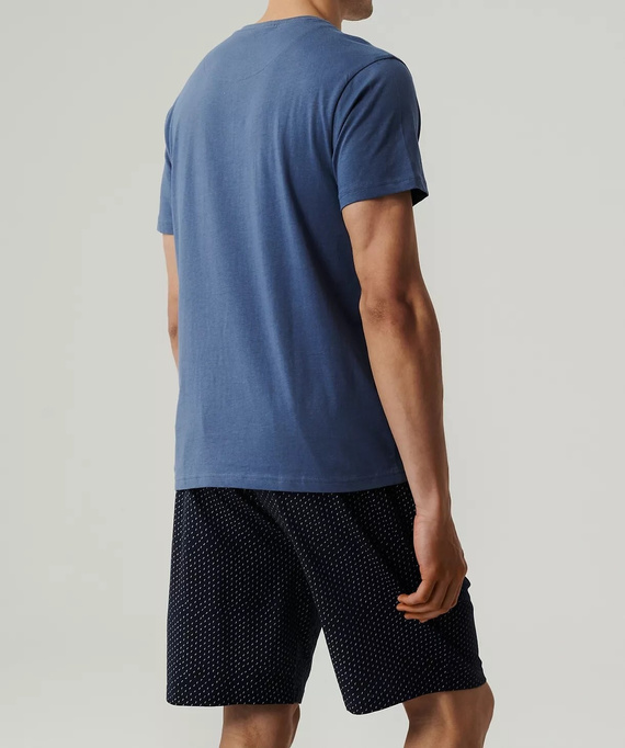 NMP-386 Pijamale pentru bărbați cu mâneci scurte, albastru-Atlantic, bleumarin