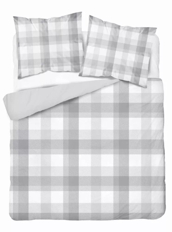 5040 A Lenjerie de pat din microfibră în carouri gri Detexpol
