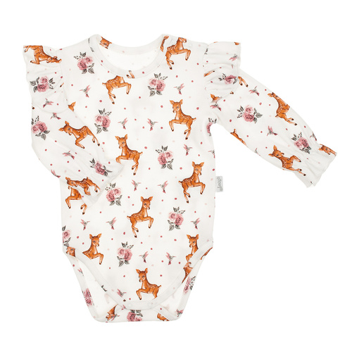 216098 Body pentru bebeluși Lala – Nicol, bumbac, mâneci lungi, volane