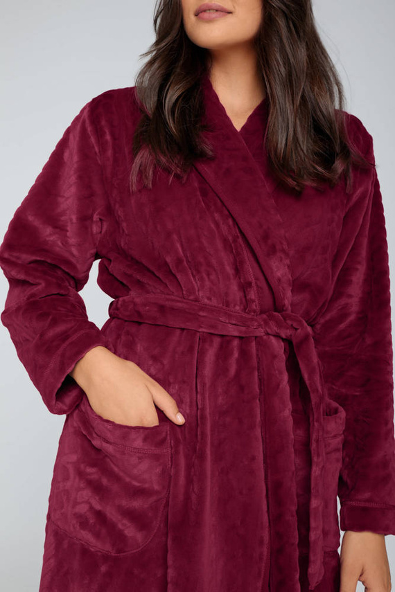 Halat din fleece pentru femei Bona Italian Fashion - maro 