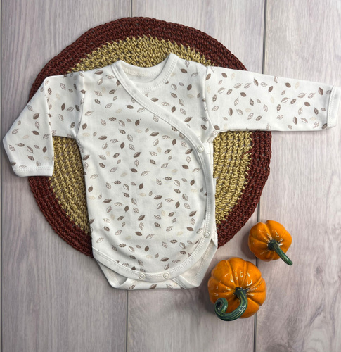 Body pentru bebeluși Mamatti BD15426 frunze – bumbac, mâneci lungi