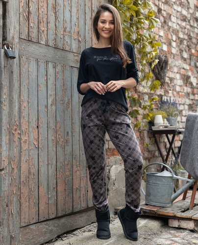 Pijamale Sensis Reach For The Stars pentru femei - Negru-Maro