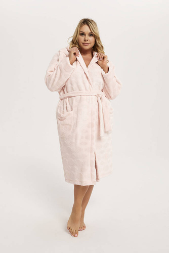 Halat de baie pentru femei Drina cu glugă Italian Fashion - roz