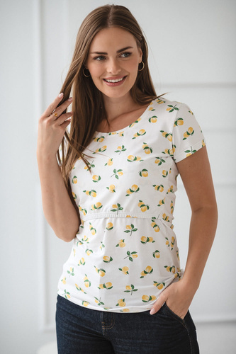 Cămașă cu lapte Bluză pentru alăptare și maternitate cu mâneci scurte Milk&Love cu lămâi - confortabilă și elegantă