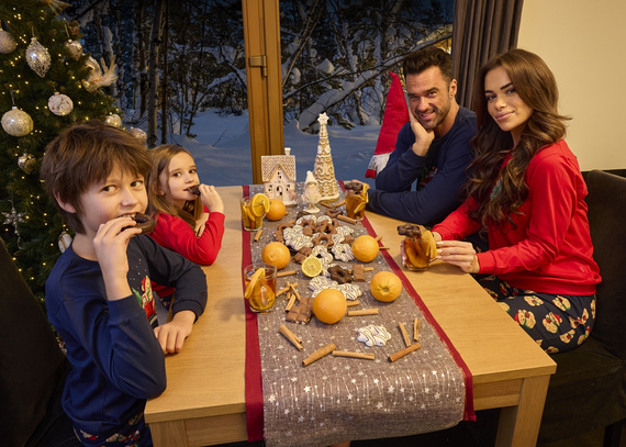 671/422 Pijamale Cornette pentru femei, model teddy - Crăciun, roșu, bumbac, mâneci lungi