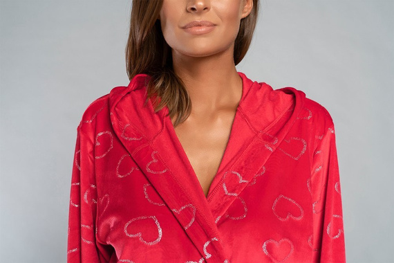 Elixir Halat de baie pentru femei cu buzunare Italian Fashion - roșu/print 