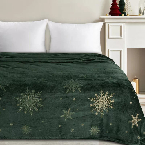 Pătură de Crăciun Eurofirany Verde – Pătură moale din microfibră, 240 g/m²