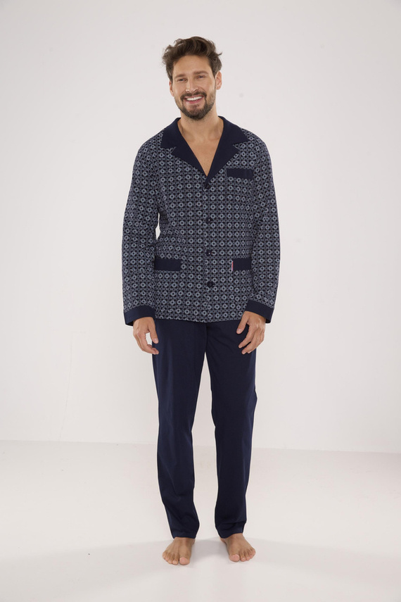 538 Carlo Pijama pentru bărbați De lafense - albastru marin + pătrat