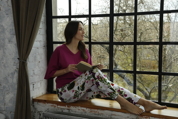 86668 Nataly pijamale dama Pescăruș flori roz închis